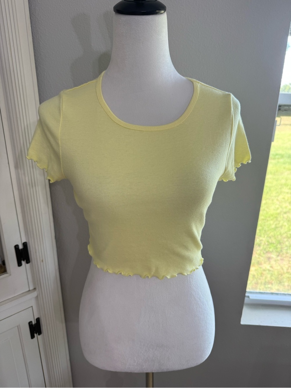 Pacsun Women's Yellow Lettuce-Edge Crop Tops
